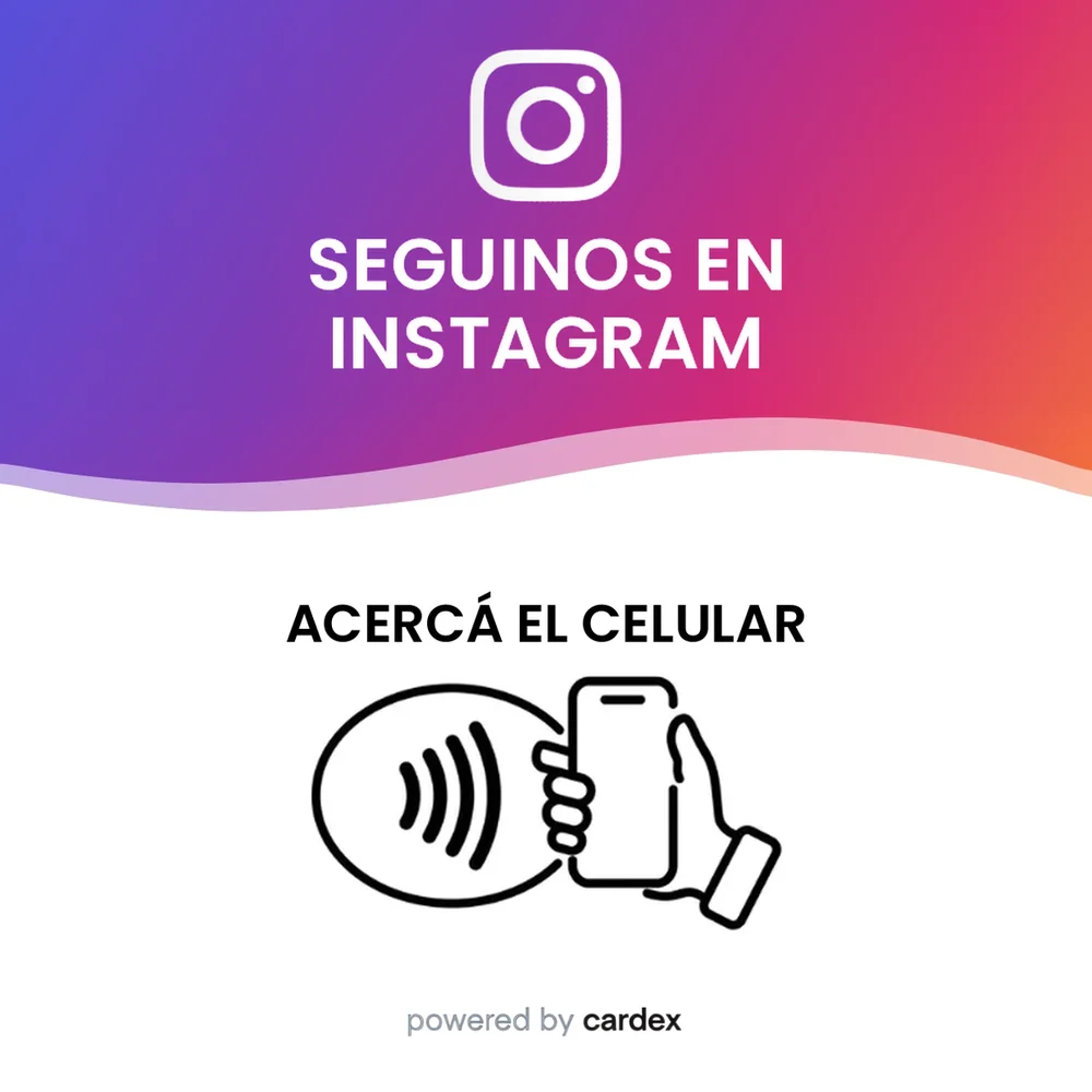 Tarjeta Cardex para Instagram: "Seguinos en Instagram. Acercá el celular"